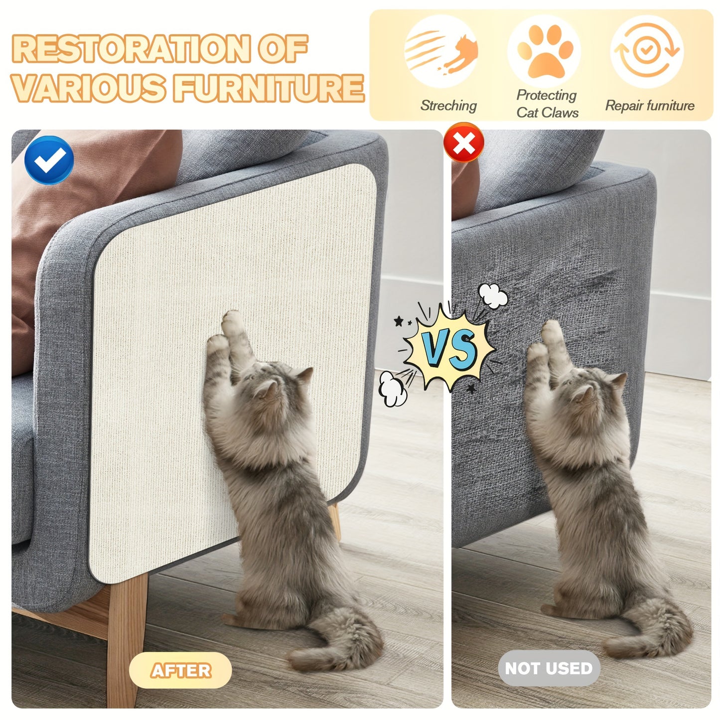 Customizable Cat Scratching Mat – Durable Furniture Protector Pad