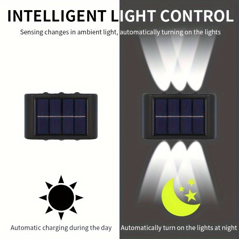 2pcs 6 LED Solar Powered 2 Colors, Warm and Cold Color, Outdoor Camping Decoration Light for Courtyard