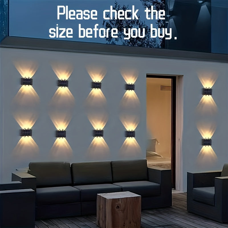 2pcs 6 LED Solar Powered 2 Colors, Warm and Cold Color, Outdoor Camping Decoration Light for Courtyard