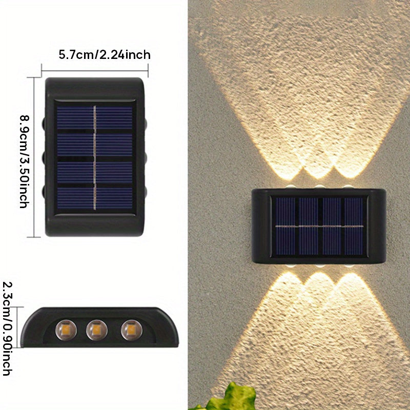 2pcs 6 LED Solar Powered 2 Colors, Warm and Cold Color, Outdoor Camping Decoration Light for Courtyard