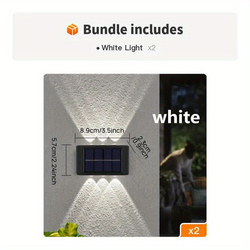 2pcs 6 LED Solar Powered 2 Colors, Warm and Cold Color, Outdoor Camping Decoration Light for Courtyard