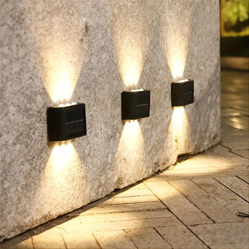 2pcs 6 LED Solar Powered 2 Colors, Warm and Cold Color, Outdoor Camping Decoration Light for Courtyard