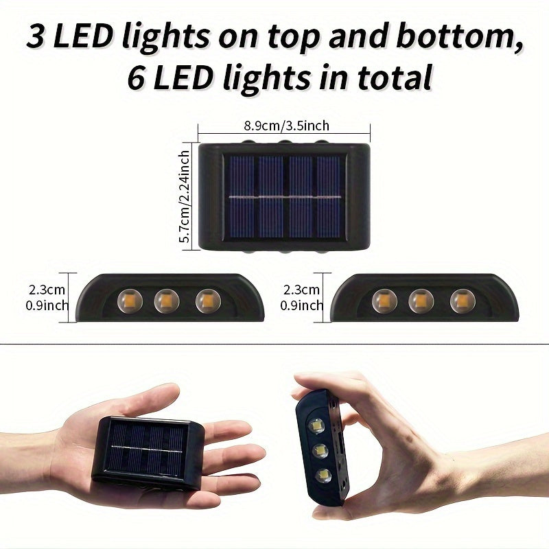 2pcs 6 LED Solar Powered 2 Colors, Warm and Cold Color, Outdoor Camping Decoration Light for Courtyard