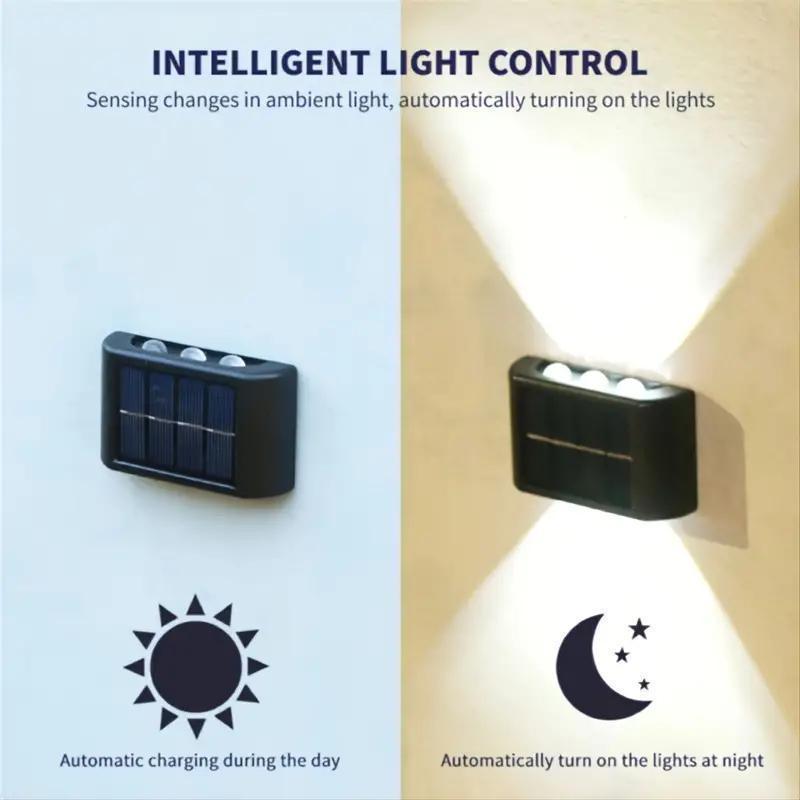 2pcs 6 LED Solar Powered 2 Colors, Warm and Cold Color, Outdoor Camping Decoration Light for Courtyard