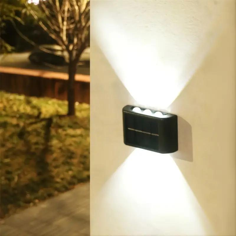 2pcs 6 LED Solar Powered 2 Colors, Warm and Cold Color, Outdoor Camping Decoration Light for Courtyard