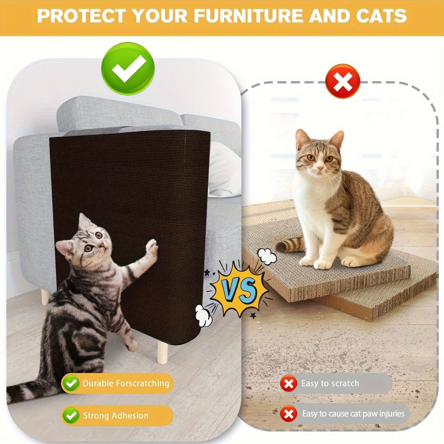Customizable Cat Scratching Mat – Durable Furniture Protector Pad