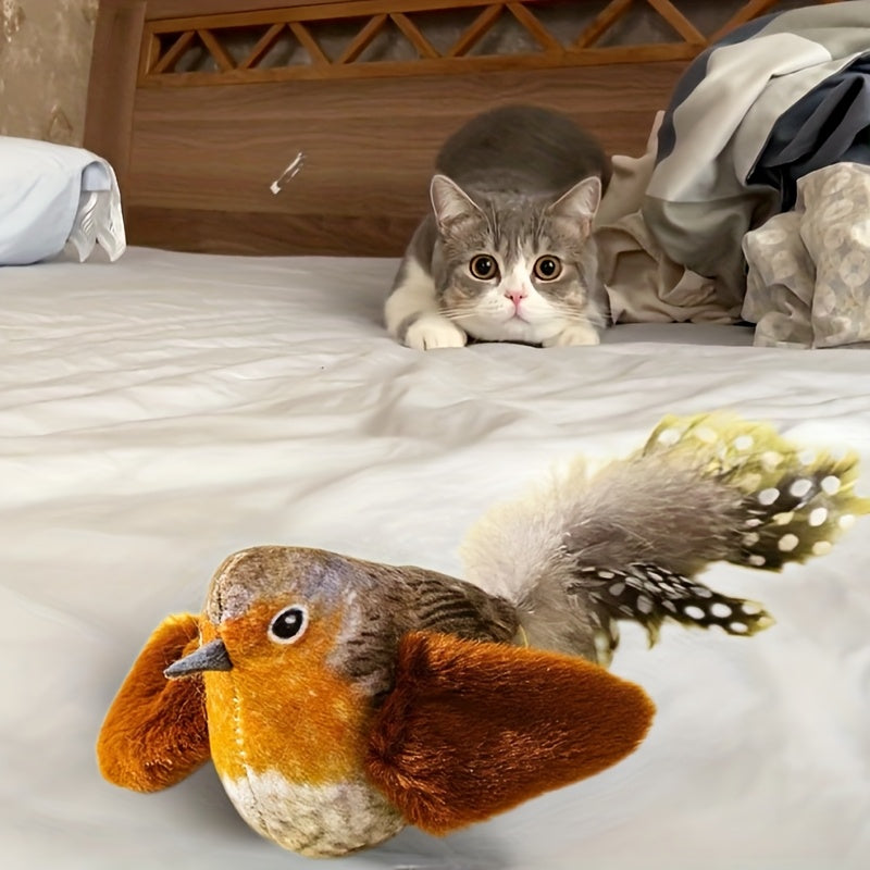 Flapping Bird Cat Toy – Realistic Sound, Plush, No Batteries