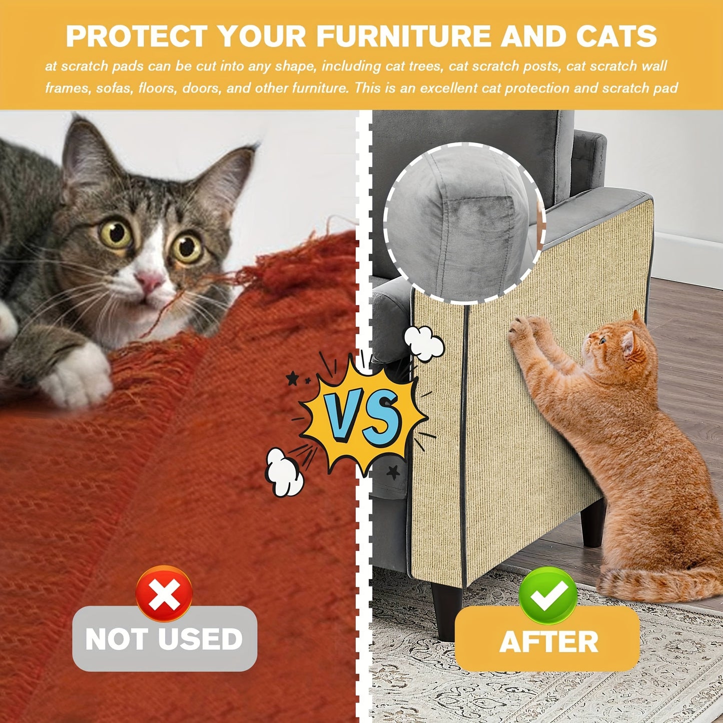 Customizable Cat Scratching Mat – Durable Furniture Protector Pad