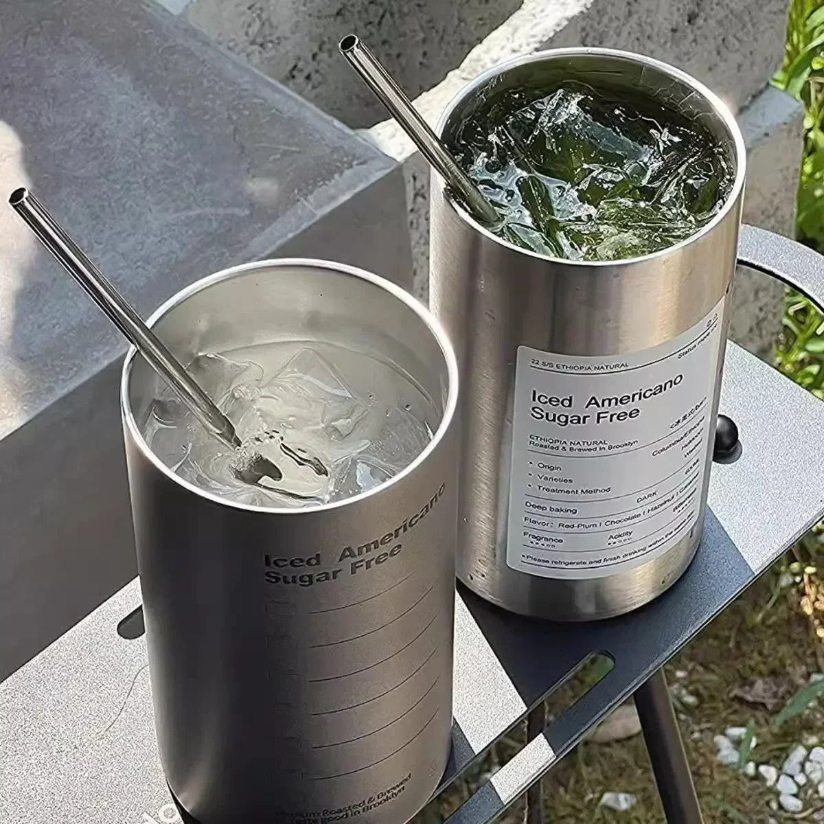 600ml Stainless Steel Insulated Coffee Mug with Straw