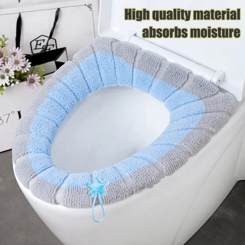 Thickened Knitted Washable O-Type Universal Toilet Cover