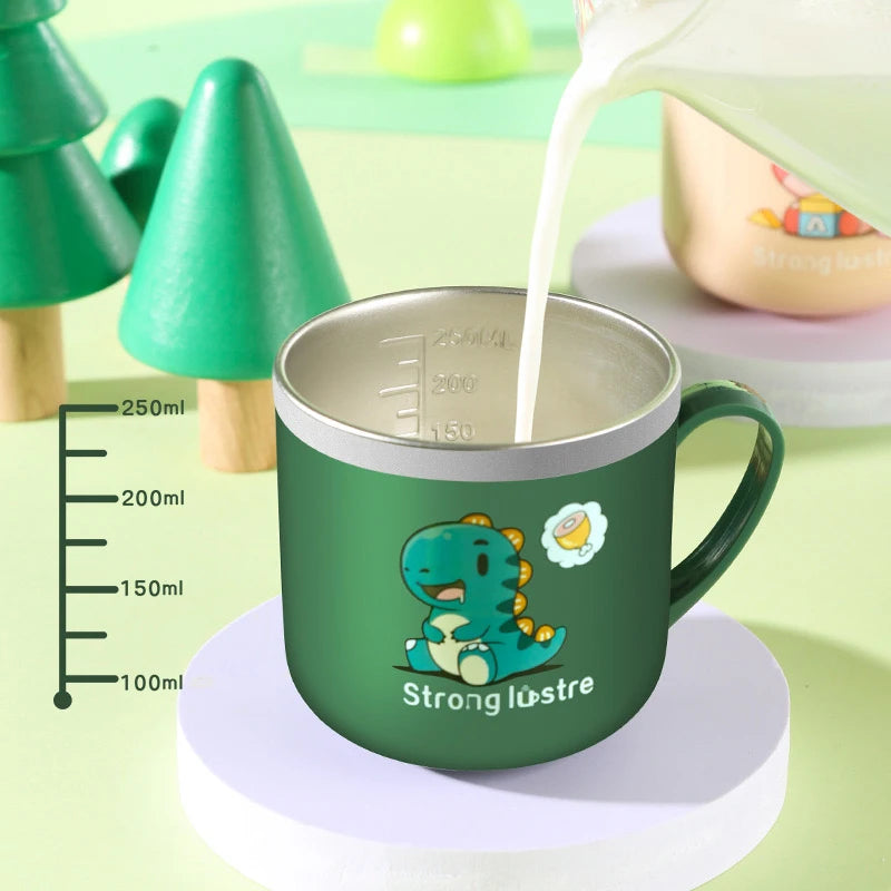 250ml Stainless Steel Kids Straw Cup with Lid & Handle