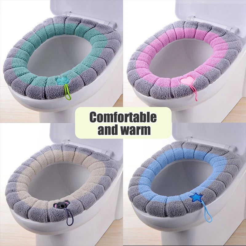 Thickened Knitted Washable O-Type Universal Toilet Cover