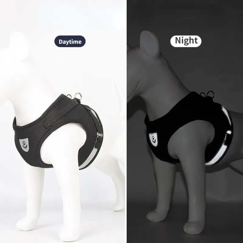 Breathable Reflective Adjustable Dog Harness with Leash