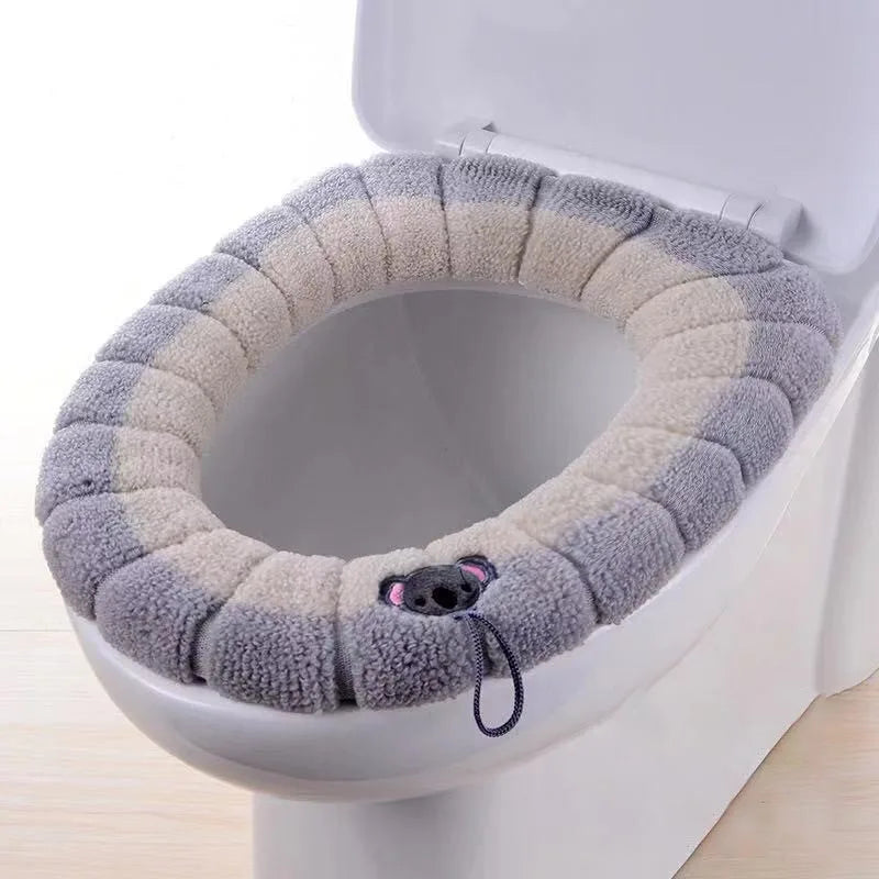 Thickened Knitted Washable O-Type Universal Toilet Cover