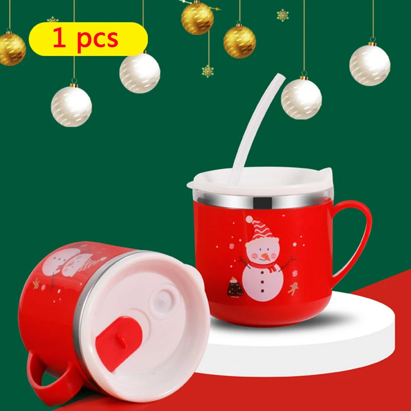 250ml Stainless Steel Kids Straw Cup with Lid & Handle