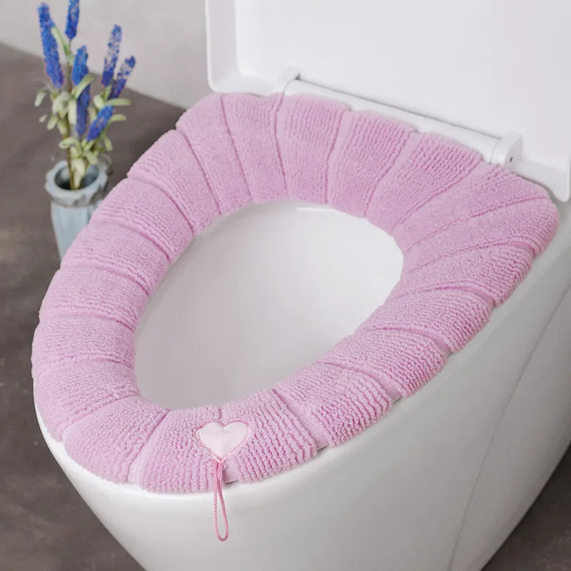 Thickened Knitted Washable O-Type Universal Toilet Cover