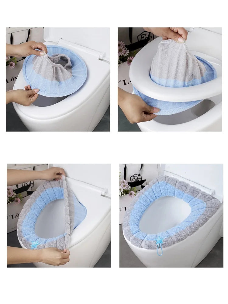 Thickened Knitted Washable O-Type Universal Toilet Cover