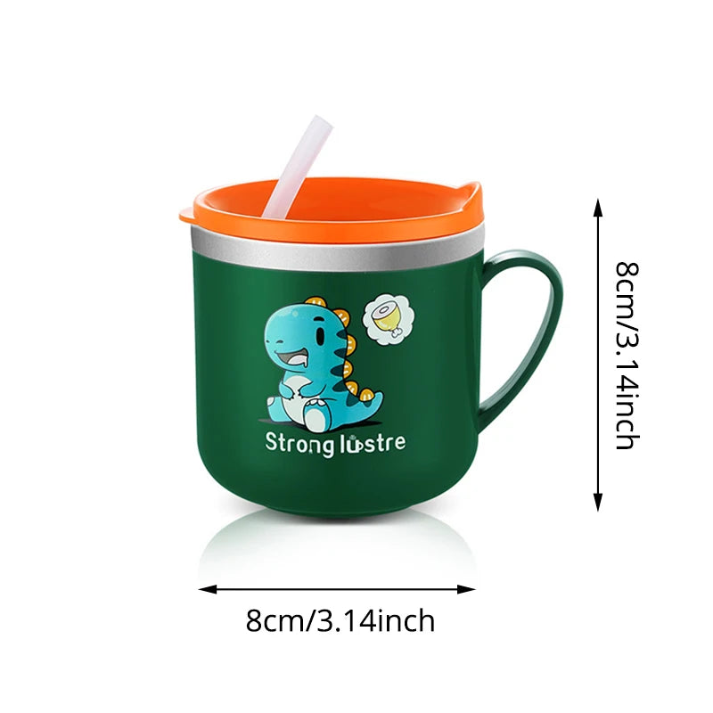 250ml Stainless Steel Kids Straw Cup with Lid & Handle