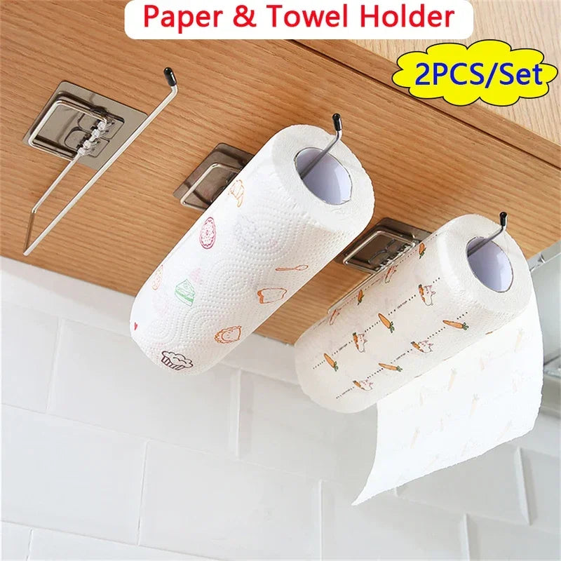 2PCS Kitchen & Toilet Paper Towel Holder – Wall Mount