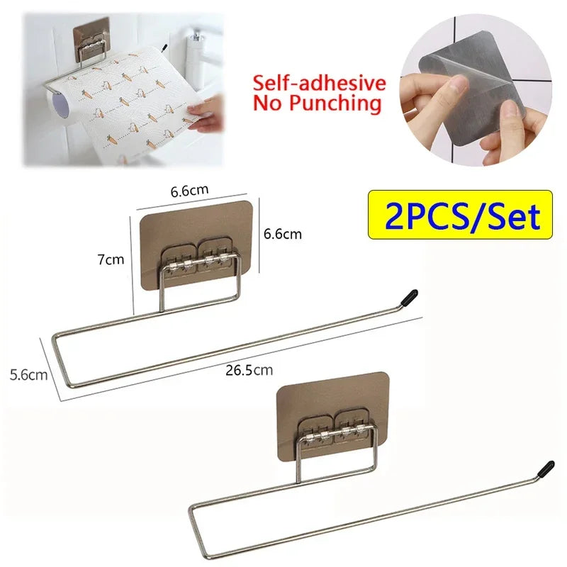 2PCS Kitchen & Toilet Paper Towel Holder – Wall Mount