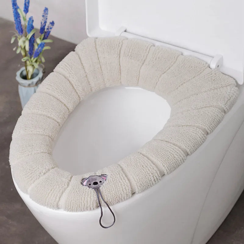 Thickened Knitted Washable O-Type Universal Toilet Cover