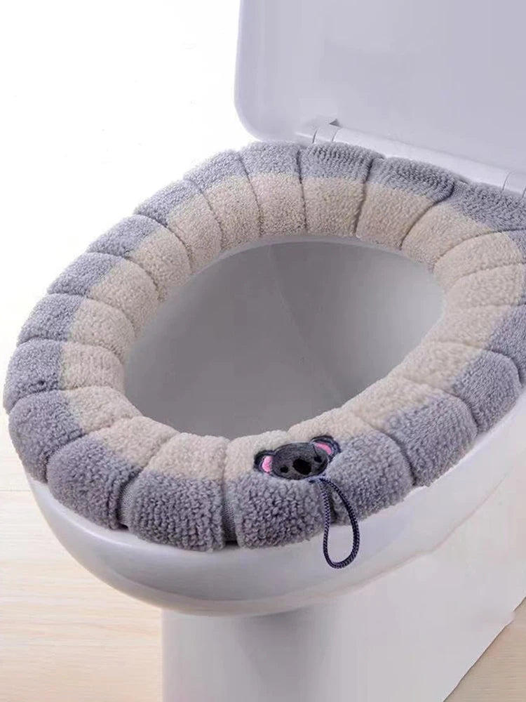 Thickened Knitted Washable O-Type Universal Toilet Cover