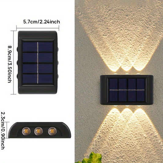 2pcs 6 LED Solar Powered 2 Colors, Warm and Cold Color, Outdoor Camping Decoration Light for Courtyard