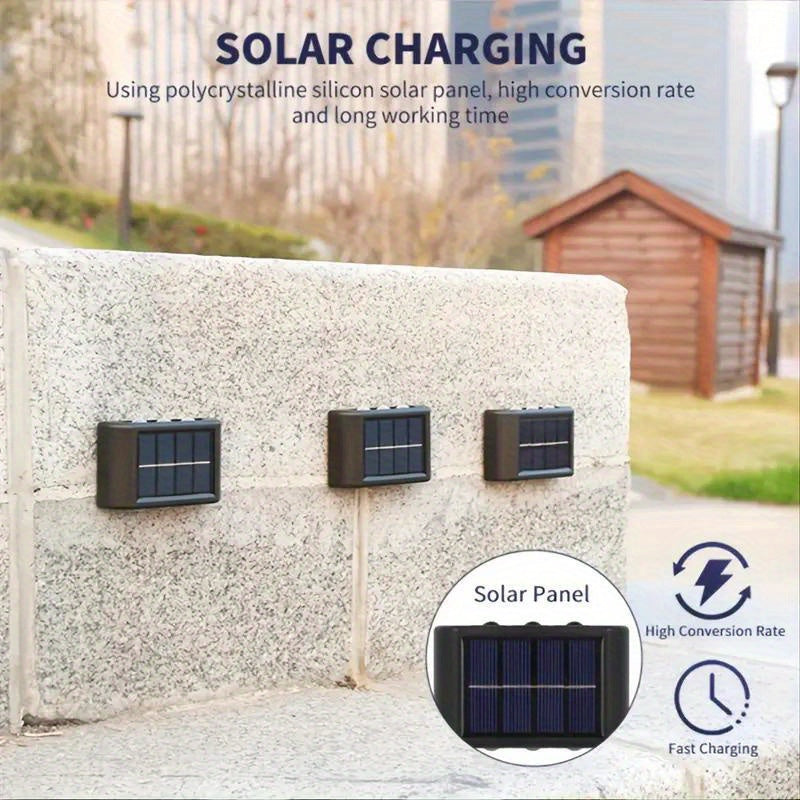 2pcs 6 LED Solar Powered 2 Colors, Warm and Cold Color, Outdoor Camping Decoration Light for Courtyard