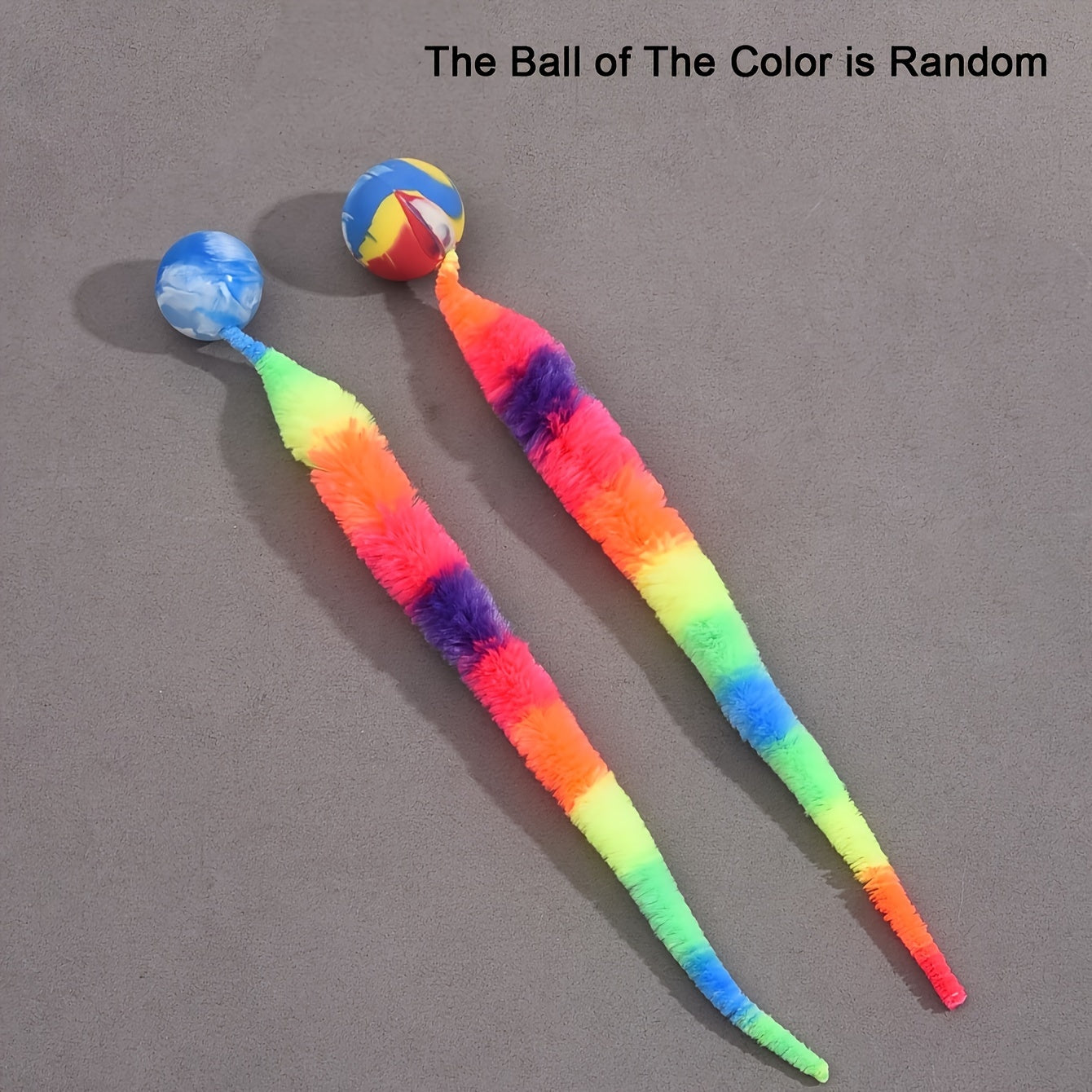 1pc Interactive Cat Play Toy--Geometric Polyester Twisted Worm with Connecting Ball, Uncharged Pet Play Stick--Colorful Simulated Battery-Free for CATERPILLAR Set