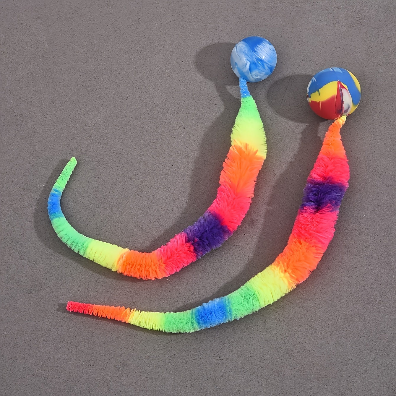 1pc Interactive Cat Play Toy--Geometric Polyester Twisted Worm with Connecting Ball, Uncharged Pet Play Stick--Colorful Simulated Battery-Free for CATERPILLAR Set